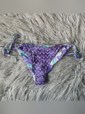 Missoni Zig Zag Purple Crochet Knit Side Tie Cheeky Bikini Bottoms EUC Size 40/4